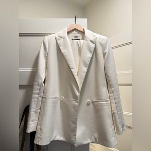 Alice + Olivia Cream Leather Blazer and Shorts Set